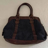  MQTIME  -  Korean Retro Polka Dot Handbag, Leather Patchwork Large Multi-functional Briefcase Sweet Pretty Style Handbag Casual Commute Bag