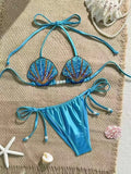 MQTIME  -  Sexy Lace Up Brazil Bikini Women Split Swimsuit Beach Vacation Bikini New All Season Backless Bikini 2 Piece Set