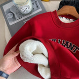  MQTIME  -  Kids Baby Boys Sweatshirt Letter Printed Thicken Warm Toddler Boys Pullovers New Winter Casual Infant Boys Fleece Hoodies