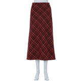 MQTIME - Plaid Pattern Zipper Side High Waist Women'S Skirts Winter Y2K Casual Party Fashion Daily Clothing