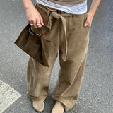 MQTIME  -  New Corduroy Vintage Straight Cargo Pants with A Statement Belt Fall and Winter Versatile Loose Casual Trousers