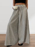 MQTIME  -  Women s Boho Chic Floral Print Wide Leg Palazzo Pants High Waist Loose Fit Trousers with Pockets and Belt Detail