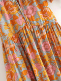 MQTIME  -  Boho Mini Dress Round Neck Short-sleeved Printing Dress A-line Hippie Holiday Dresses Floral Cotton Summer Vestidos