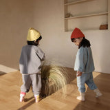  MQTIME  -  Korean Style 2-6Yrs Children Clothing Suit Long Sleeve Cotton Solid T-shirt+Pants Spring Autumn Baby Boys Girls Clothes Set