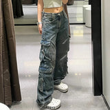 MQTIME - Denim Button Pockets Zipper High Waist Long Women'S Pants Jeans Autumn Winter New Wholesale Solid Y2K Streetwear Clothing