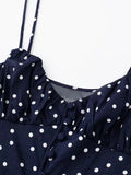 MQTIME  -  Women Retro Polka Dot Dress 2024 Summer Linen Blend Slim Slit Dress Fashion Street Sexy Nightclub Dress