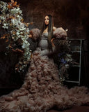 MQTIME  -  Mermaid Prom Dress Sweetheart Detachable sleeves Pregnancy Photography Props  Fitted Ruched Customized Maternity Dress For Photo