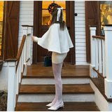 MQTIME  -  Elegant Cloak Women Loose High Neck A Line Hidden Button Coats Female Spring New Fashion Solid Soft Chic Cloaks Lady