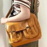  MQTIME  -  Vintage Autumn Brown PU Leather Crossbody Bag Shoulder Bag Large Capacity Messenger Bags Commuter Tote Bag Women's Bags