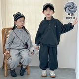  MQTIME  -  Children's Polar Fleece Suit for Boys and Girls Autumn and Winter Plus Fleece Boy's Two-piece Suit Sweater+Pant