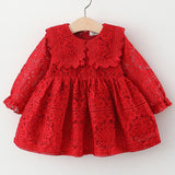 MQTIME  -  Spring Autumn Toddler Girl Clothes Korean Fashion Lace Doll Collar Long Sleeve Princess Birthday Baby Dresses Kids Dress BC1246