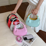 MQTIME  -  Women Polka Dot PU Leather Mini Handbag New Trend Female Top Handle Cute Half Moon Shoulder Purse Lady Crossbody Bags