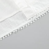 MQTIME  -  Boho White Dress Lantern Sleeve Lace-up Short Dress Cotton Holiday Vestidos Women Button Down Ruffled Edged Robes