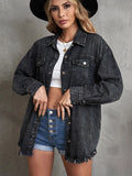 Mqtime British Style Loose Denim Jacket for Women, Turn Down Collar, Casual Classic Jeans, All-Match Outwear Coats, Autumn