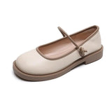 MQTIME  -  New Autumn Mary Jane Shallow Women Flat Shoes Fashion Round Toe Shoes Flat Heel Casual Soft Leather French Shoe Size 43