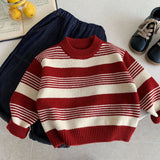 MQTIME  -  Christmas Children Boys Sweater New Winter Versatile Striped Thicken Warm Toddler Girls Knitwear Casual Kids Baby Boys Pullovers