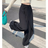 Mqtime Streetwear Y2K Irregular Loose Casual Pants Women Spring New High Waist Fashion All-match Solid Color Wide Leg Pants