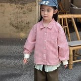  MQTIME  -  Autumn New Children Long Sleeve Plaid Shirts Cotton Boys Casual Lapel Shirts Baby Girls Vintage Cardigan Coat Kids Clothes