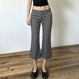 MQTIME  -  Euramerican Street Lazy Simple Low Waist Mid-length Pants Y2k Aesthetic All Match Flare Suit Trousers Harajuku Pant Women Clothe