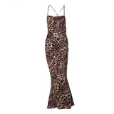 MQTIME  -  Sexy Leopard Print Maternity Dresses For Photo Shoot Sleeveless Backless Stretchy Maternity Photography Long Dress