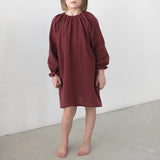 MQTIME  -  Spring New Cotton Red Plaid Dress For Girls Cute Double Gauze Long-Sleeved Nightgown Baby Girl Loose Homewear Dresses