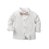 MQTIME  -  Autumn Children's Boys Long-sleeved Shirt Long Pants British Checked Vest Three-piece Set Toddler Baby Performance Clothing Suit