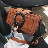 MQTIME  -  Vintage Shoulder Bag for Women PU Leather Armpit Bag Fashion Rhinestone Buckle Crossbody Bag Punk Designer Top-handle Bags