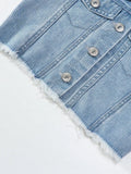 MQTIME  -  Girls Casual Style Sleeveless Top with Distressed Denim Skirt Set - Trendy Outfit for Kids