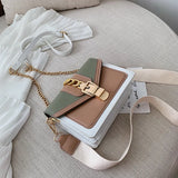 MQTIME  -  Fashion Women Chain Crossbody Bag Leisure Splice Small Square Shoulder Bag Luxury Design Messenger Bag Travel Purse and Handbag