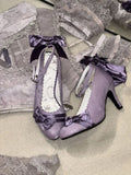  MQTIME  -  Mary Jane Shoes Satin Platform Shoes Bow Lolita Cosplay Y2K Shoes Lolita Shoes Cute Core Women's Summer Shoes Dress Shoes