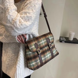 Mqtime Women's Classic Cloth Checkered Pattern Shoulder Bag Winter Fashion Causual Crosssbody Messenger Bag Female Luxury Retro Handbag