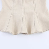 MQTIME  -  Elegant Pleated Vest Wide Leg Trousers Set Women Fashion Ruffled Off Shoulder Tank Top Loose Long Pants Suits 2025 Summer New