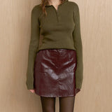 MQTIME  -  Women's Vintage Leather Skirts Fashion Brown High Waist New Skirts Elegant Commuting Party Chic Autumn Female Skirts