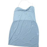 MQTIME  -  Sexy Blue Mini Halter Dress Women Fashion Sleeveless Backless See-through Slim Dresses Summer Lady Daily Vacation Robes