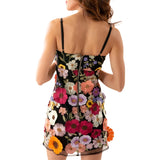 MQTIME  -  Women 3D Flower Embroidery Mini Dress Lady Vintage Spaghetti Strap Sleeveless Summer Dress Y2k Backless Party Club Dress