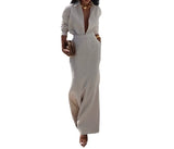  MQTIME  -  New Women's Clothing Style Elegant Lapel Long Sleeved Shirt High Waist Slimming Half Skirt Two-piece Set