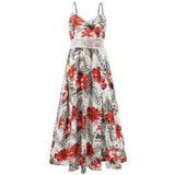 MQTIME  -  Women Bohemian Chiffon Dress Strapless Printing Maxi Dress Lace Hollow Out Beach Dress Floral Vestidos Sundress
