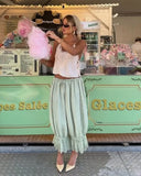MQTIME  -  Lace Patchwork Elastic Waist Trousers Women Casual High-waisted Lace-up Loose Wide Leg Pants Lady Street Chic Bottom