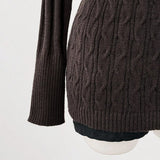 MQTIME  -  Autumn/Winter  Large Knitted Top Solid Color Fashion Women's Wear Waist Bag Hip Cover Head Deep V-neck Temperament Sweater