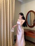 MQTIME  -  Elegant Dresses Women Ribbon Sleeveless Sexy Slim Satin Spring Backless Mermaid Dress Party Vintage Temperament Female