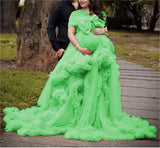 MQTIME  -  Long Pregnancy Photoshoot  Woman Photography Pregnant Clothing Tulle Ruffle Maternity Lace Robe Photo Shoot Dress