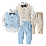 MQTIME  -  Autumn Spring Toddler Boy Clothes Kids Boys Wedding Suits Striped Vest + White Shirt + Pants Boy Outfits Children Outerwear