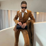  MQTIME  -  Elegant Velvet Women's Blazer Trouser Suit Lapel Single-Breasted Slim Lady Set 2026 Winter Spring Chic 2 Pieces Set Women New