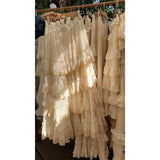 MQTIME  -  Elegant Vintage Lace Cake Skirt Spring New French High end Fairy Sweet High Waist Loose and Slimming Long Skirts for Women