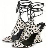 MQTIME  -  Women's Summer Trendy Irregular High Heels Cross Tie Toe Sandals European and American Fashion Banquet Walking Shoes