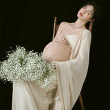 MQTIME  -  Women Maternity Dresses for Studio Photoshoot Elegant Tube Top Skirt Cape 3pcs Set for Pregancy Lady Photography Clothes Costume