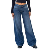 MQTIME  -  Y2K Baggy Jeans for Women Trendy Low Rise Casual Straight Leg Boyfriend Jeans Denim Pants with Pocket Streetwear