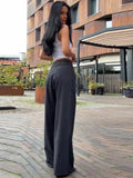  MQTIME  -  Fashion Patchwork Waist Long Pants For Women Elegant Wide Leg Baggy Trousers Lady 2026 Spring New Casual Sport Street Chic Pants