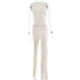 MQTIME  -  Knitted Straight Leg Pants 2 Piece Set Women's V-Neck Crop Tank Top High Rise Trousers Elegant Commuting Fashion Outfit