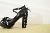 MQTIME  -  Summer Ladies 2.5 Platform Cute Bow Lace Princess Lolita Shoes Party 10cm High Heel Buckle Big size 43